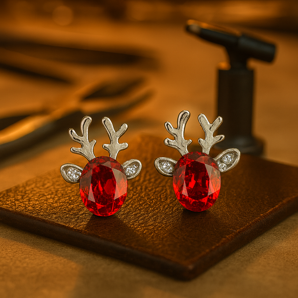 Boucles d'oreilles en cristal de renne de l'esprit de fête