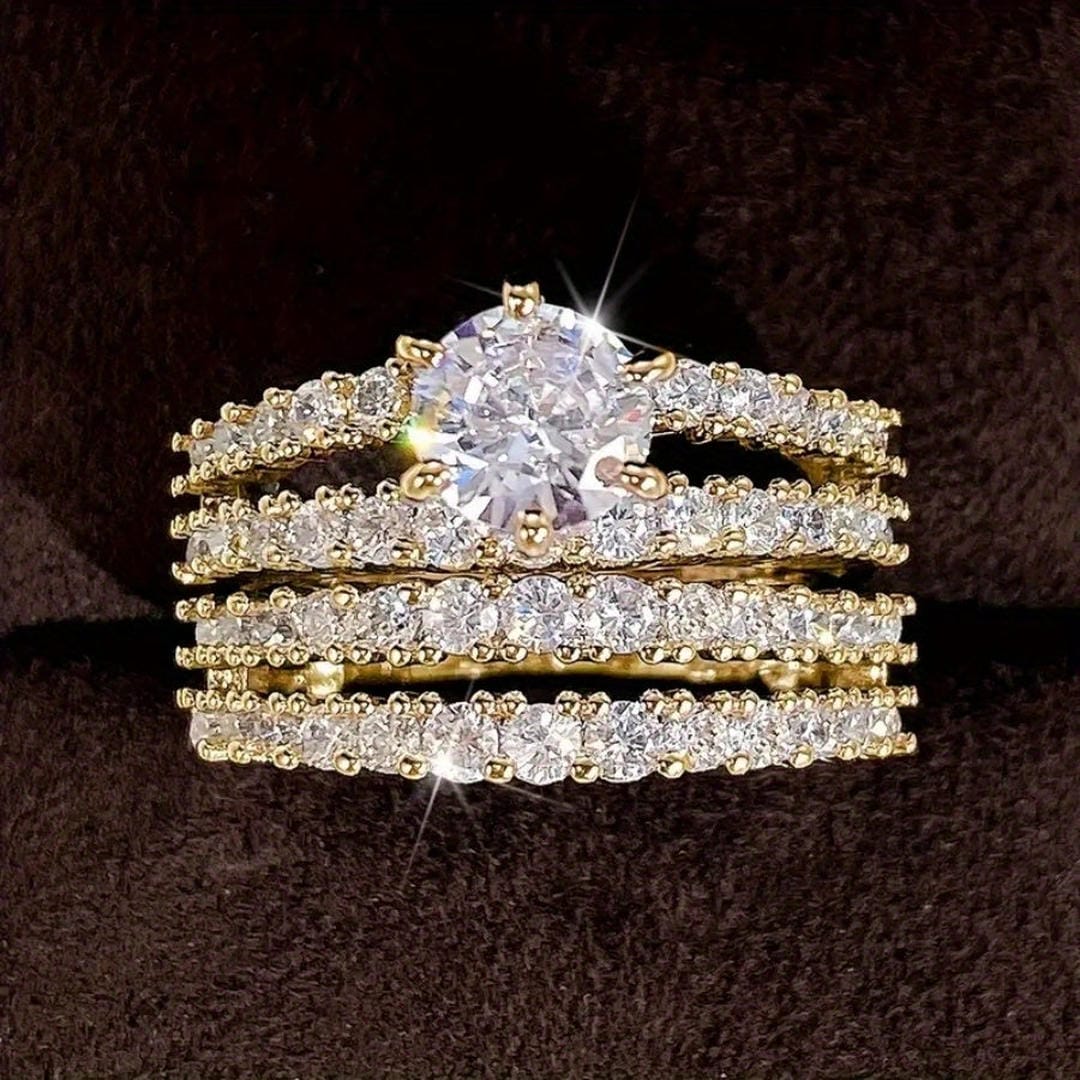 Ensemble de Bagues Halo Rayonnantes