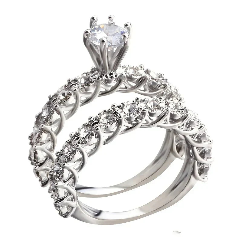 Ensemble de bagues Halo en cristal fleuri