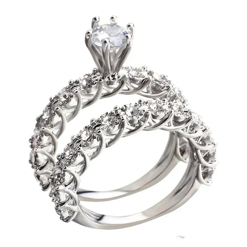 Ensemble de bagues Halo en cristal fleuri