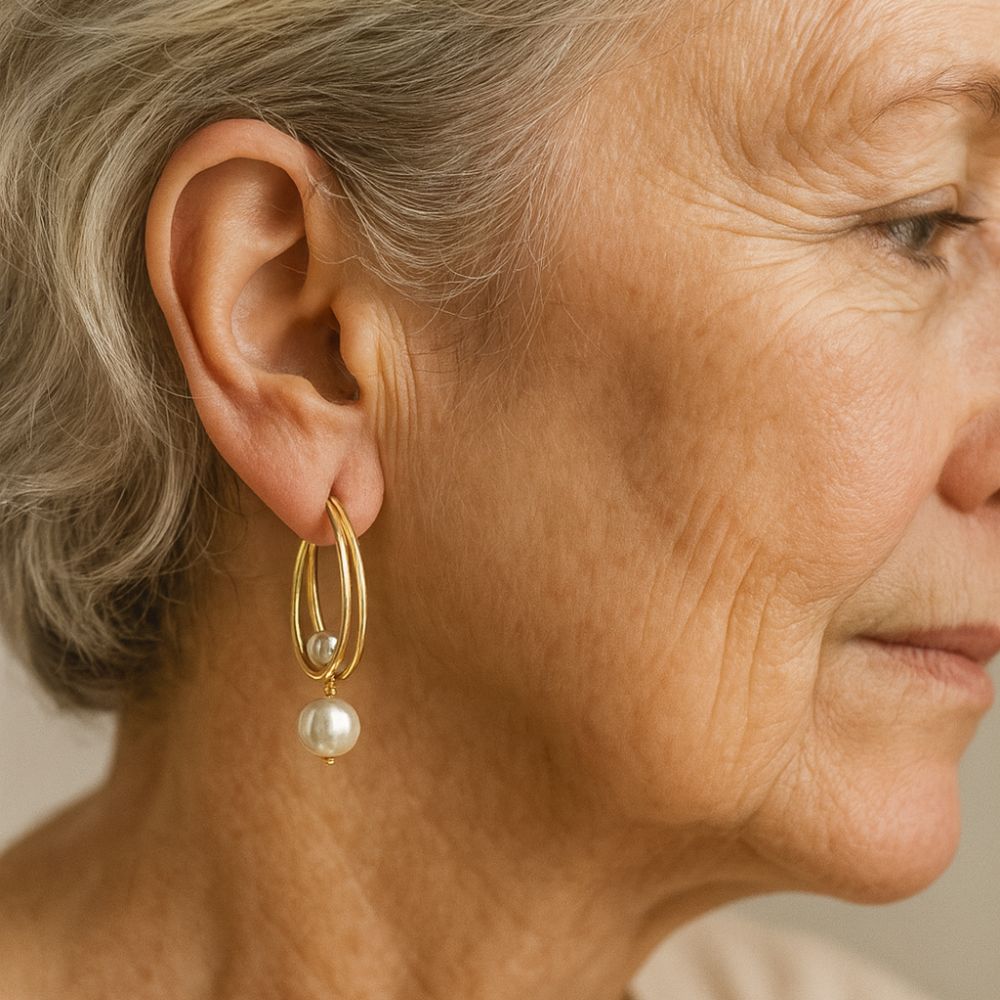 Boucles d'oreilles en perles dorées vintage