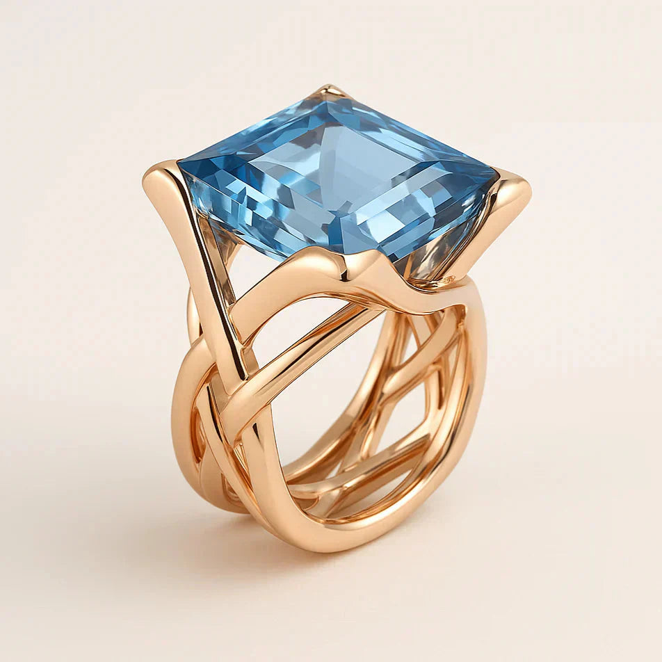 Bague en Gemme Vintage Or Bleu