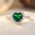 Bague Émeraude Cœur Halo en Argent