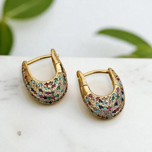 Boucles d'oreilles suspendues en cristal coloré chic