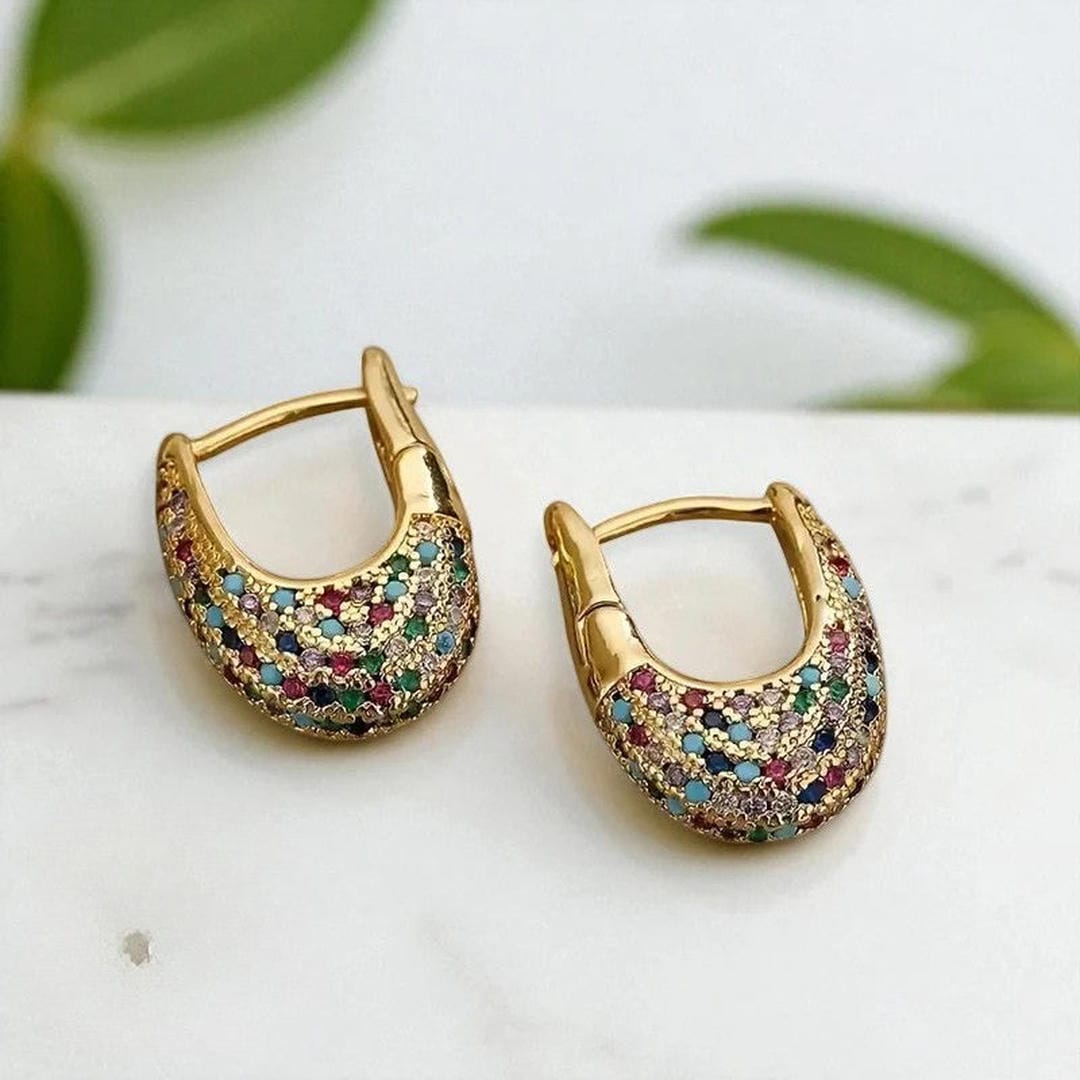 Boucles d'oreilles suspendues en cristal coloré chic