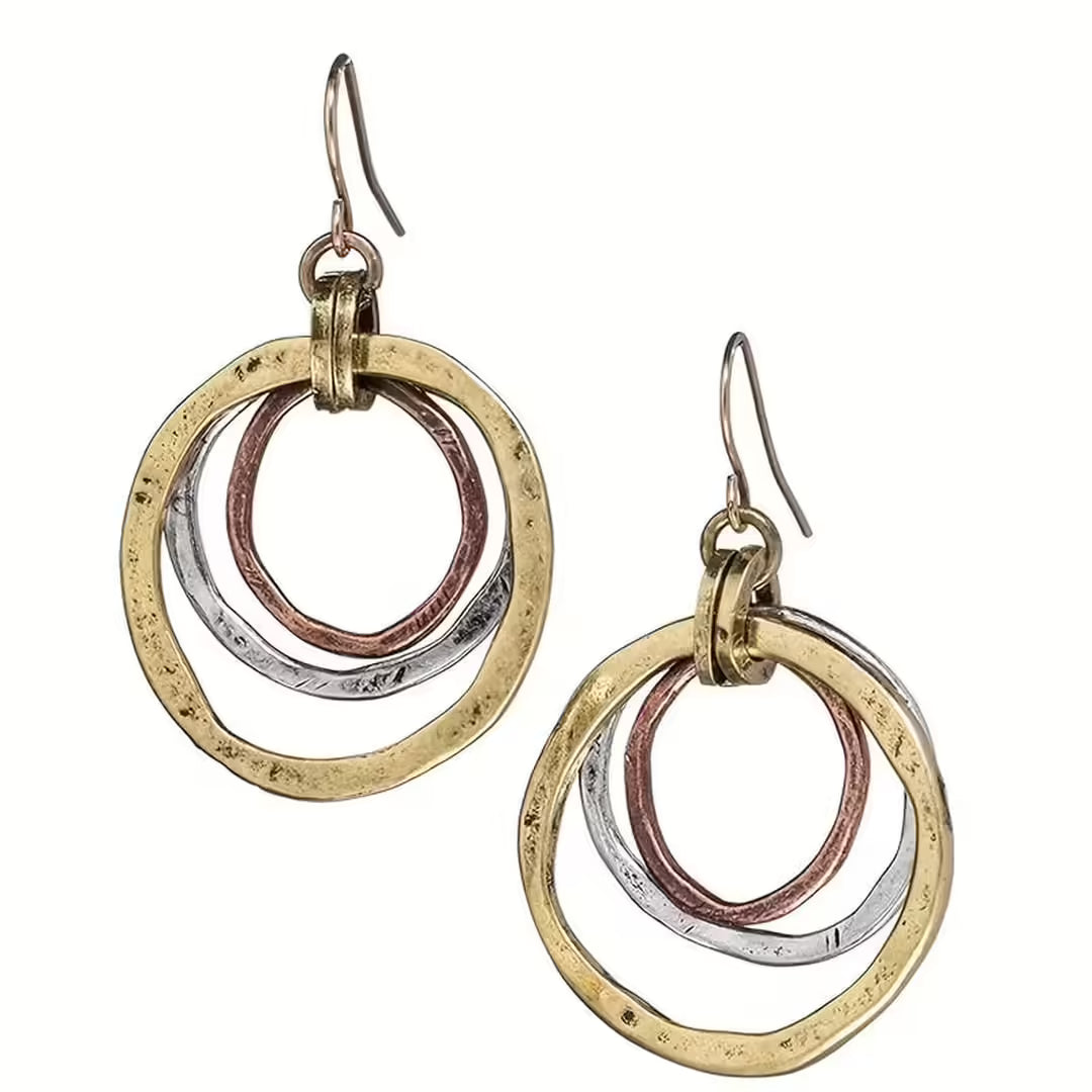 Boucles d'oreilles vintage multicolores en forme de cercle