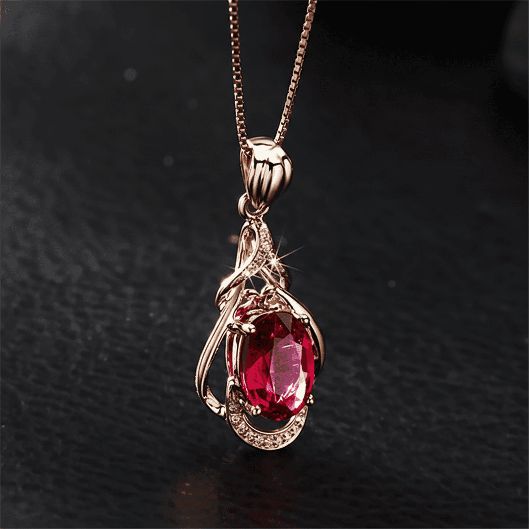 Collier en cristal doré rouge élégant