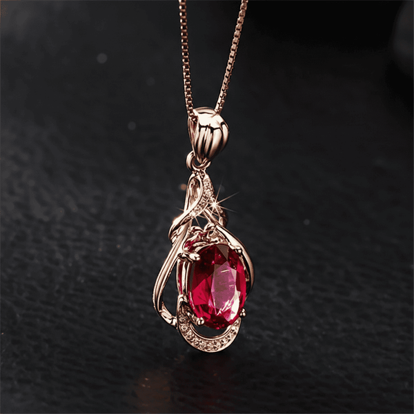 Collier en cristal doré rouge élégant