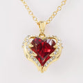 Collier cœur rubis étreinte d'ange