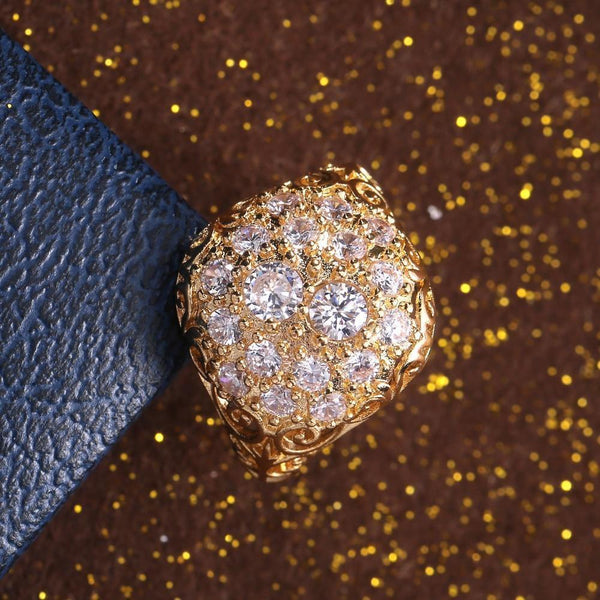 Bague Vintage Ronde en Diamant Doré