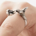 Bague colibri et fleur – bague ouverte réglable en forme d'oiseau pour femmes