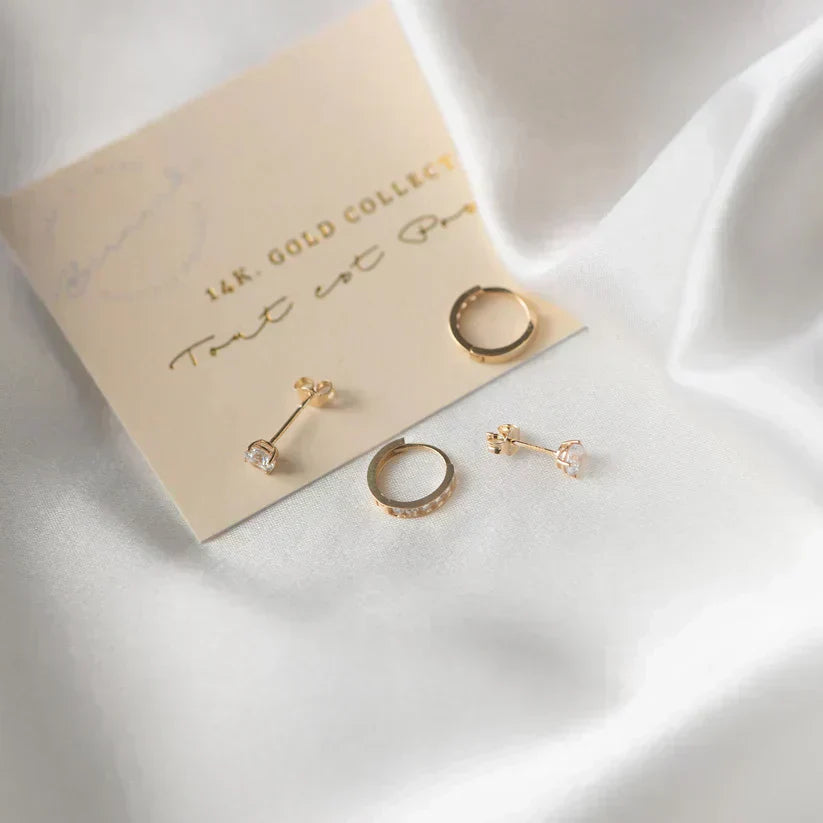 Larmes™ | Puces d'oreilles pierre dorées