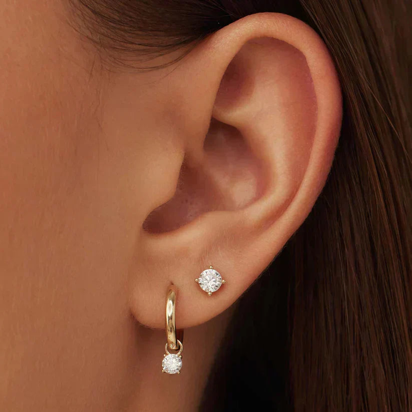 Larmes™ | Puces d'oreilles pierre dorées