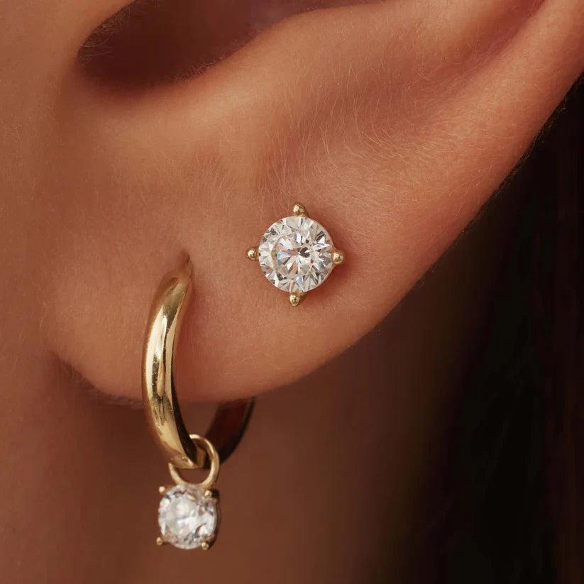 Larmes™ | Puces d'oreilles pierre dorées