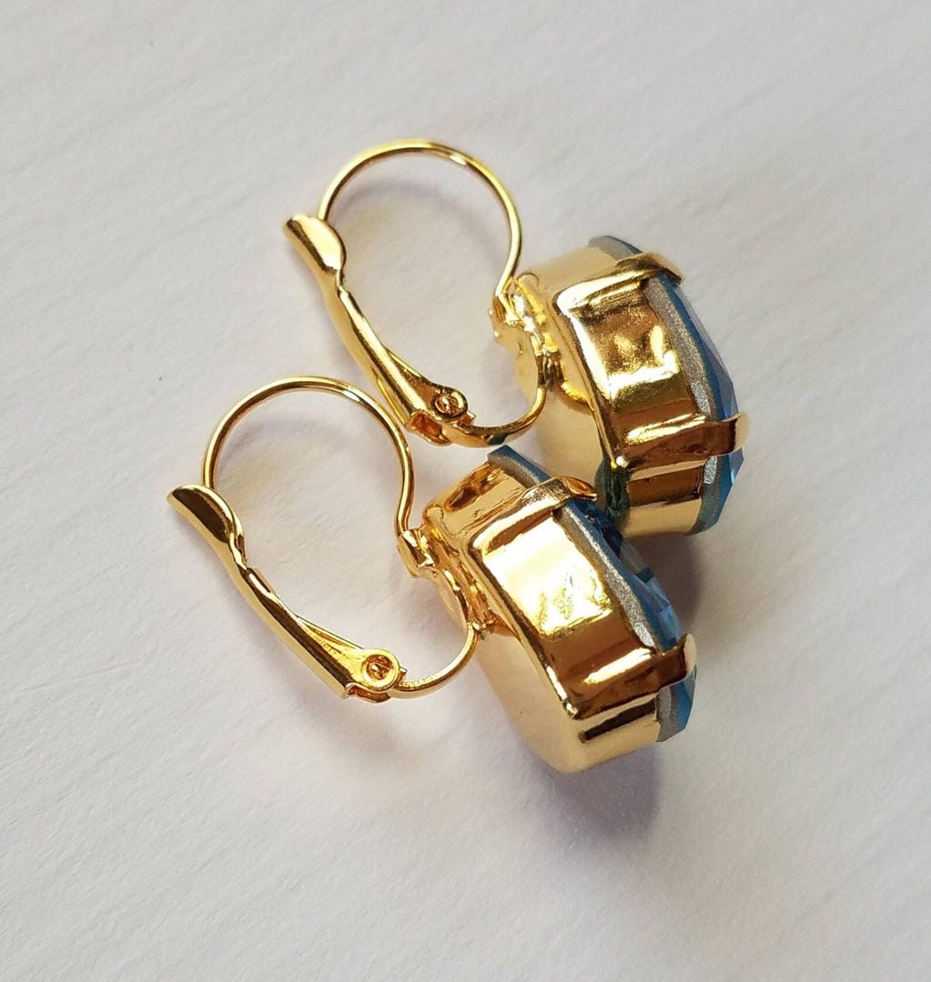 Boucles d'oreilles en verre bleu vintage