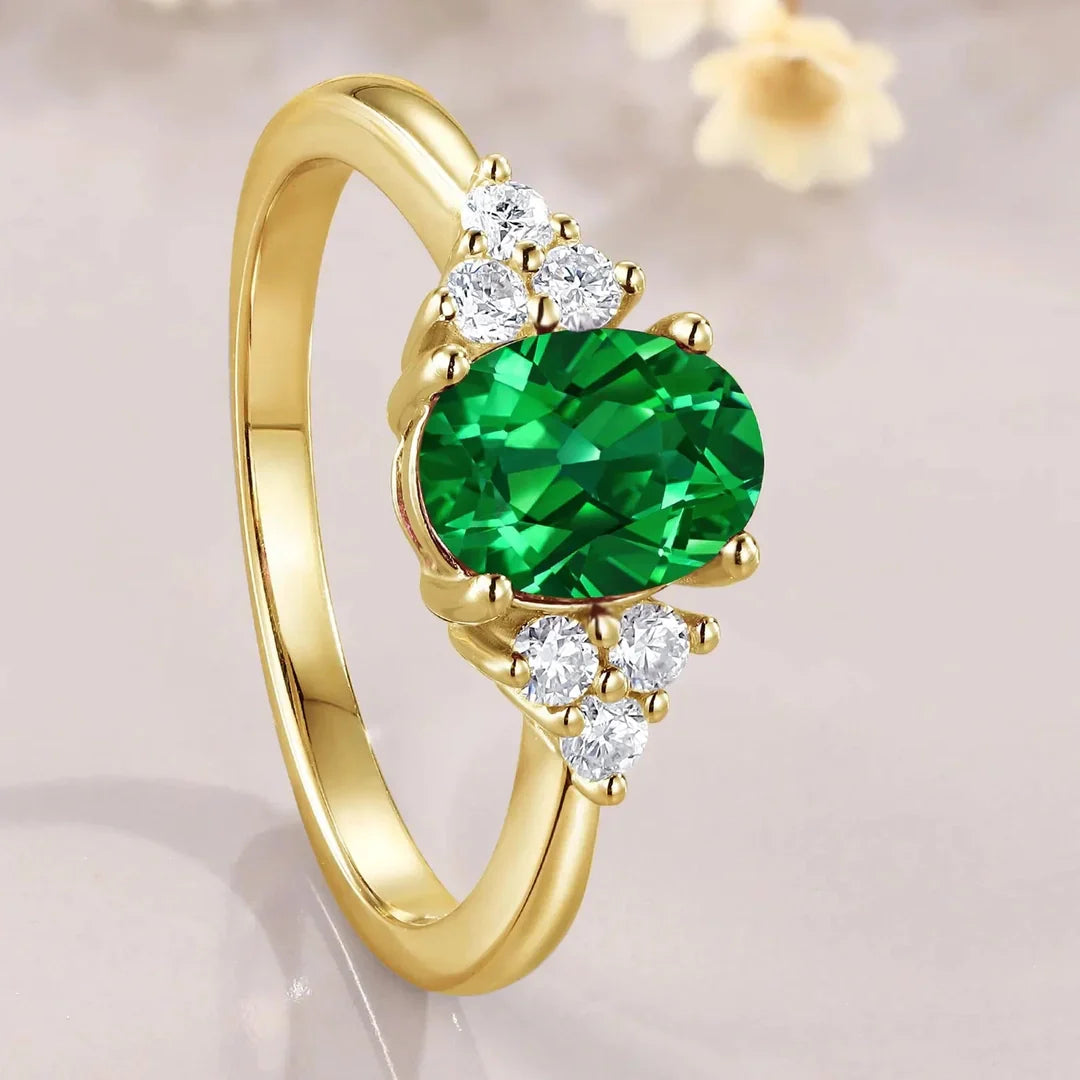 Bague Vintage Émeraude Ovale Imposante
