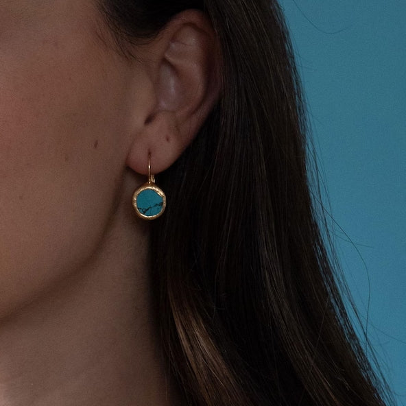 Boucles d'oreilles en or avec pierre turquoise