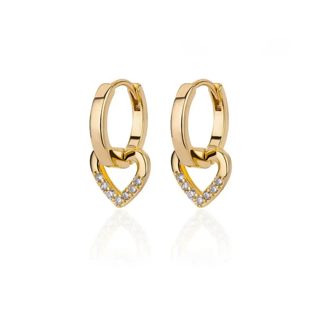 Boucles d'oreilles en zirconium en forme de cœur