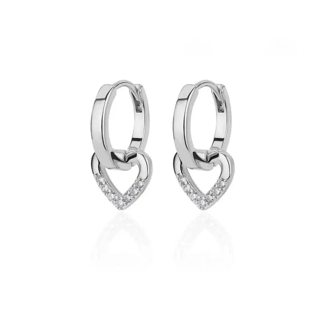 Boucles d'oreilles en zirconium en forme de cœur