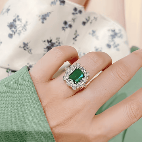 Bague Halo Émeraude Impériale