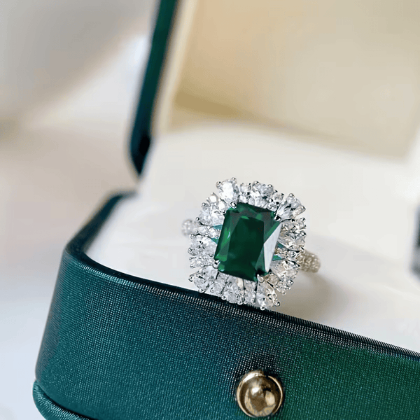 Bague Halo Émeraude Impériale