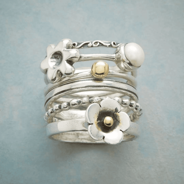 Bague Vintage Argentée Fleurs