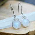 Boucles d'oreilles en argent avec pierre de lune en forme de goutte