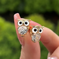 Boucles d'oreilles vintage en cristal en forme de hibou