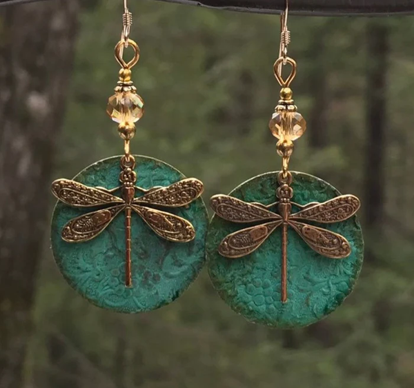 Boucles d'oreilles en or vintage en forme de libellule