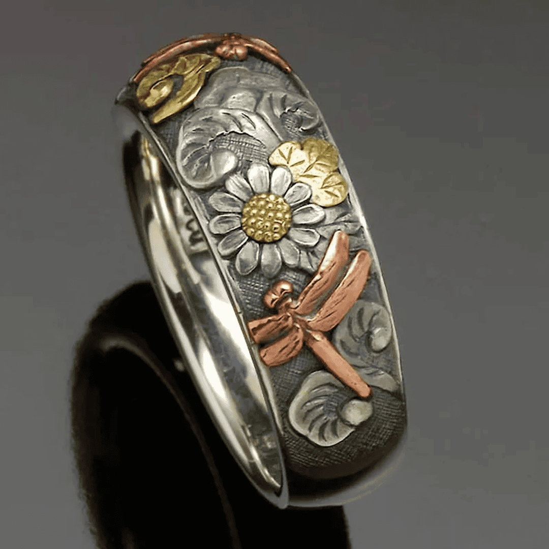 Bague Libellule Tournesol Vintage