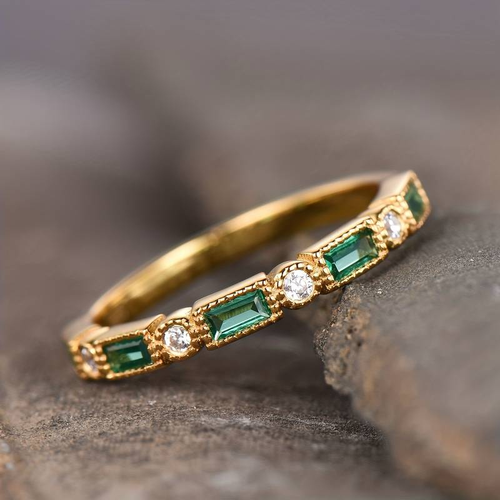 Bague en Or avec Zirconia Encastrée Verte