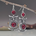 Boucles d'oreilles vintage en forme de hibou rouge