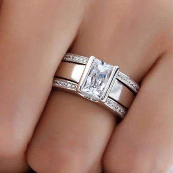 Bague en verre antique enfoncé | or blanc