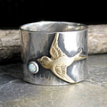 Bague en argent vintage colibri