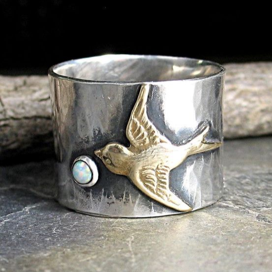Bague en argent vintage colibri