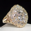 Bague Vintage Ronde en Diamant Doré