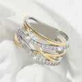 Bague en zirconium argenté doré | or bicolore