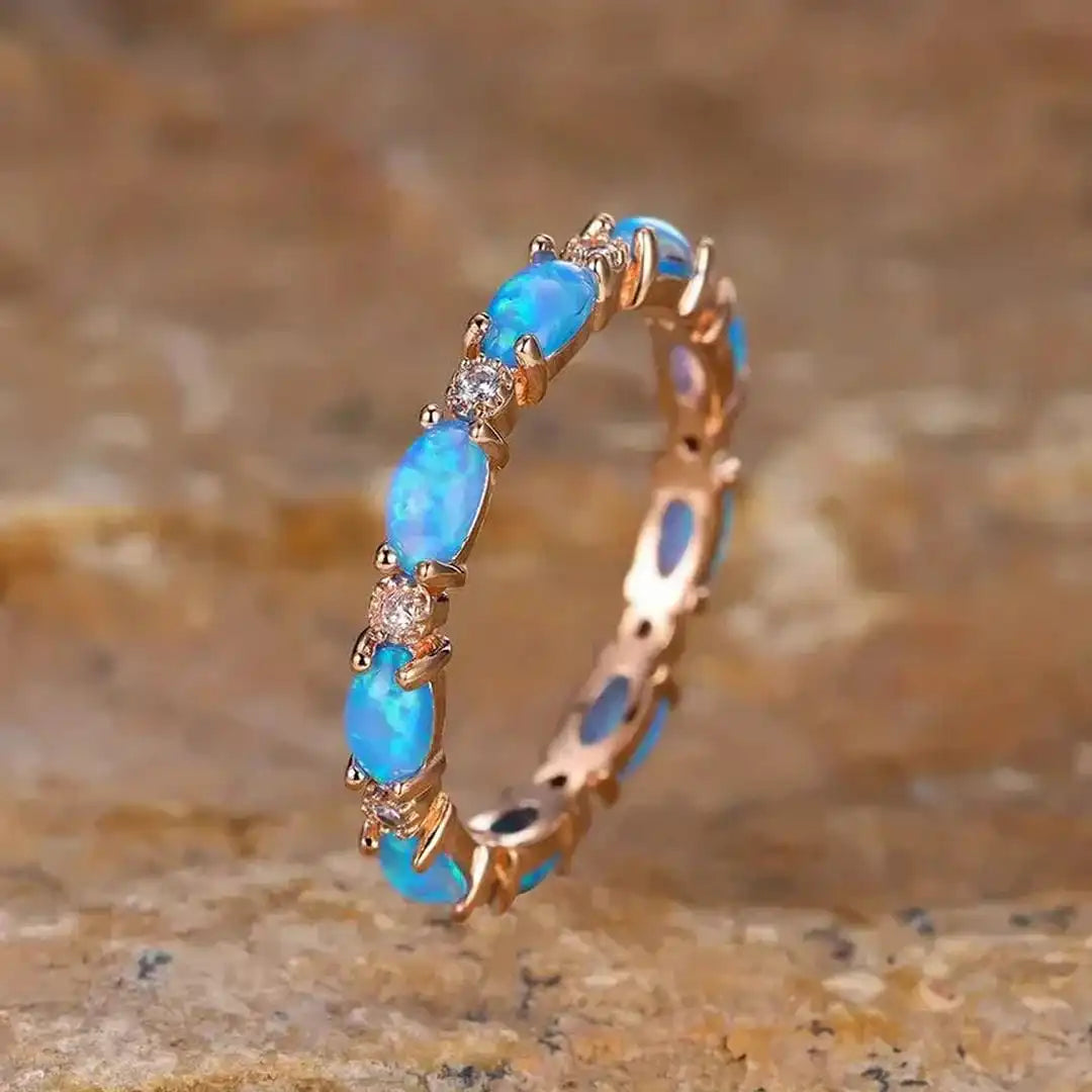 Bague en Opale Bleue Élégante