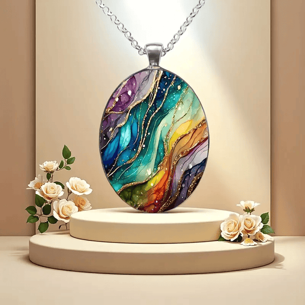 Collier en Pierre Ronde Coloré