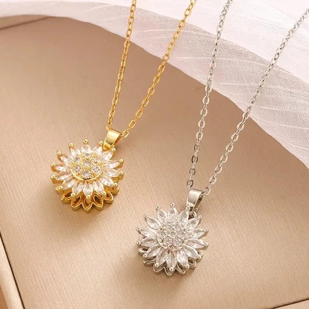 Ensemble de collier et boucles d'oreilles Trendy Hopea Sunflower en zircon