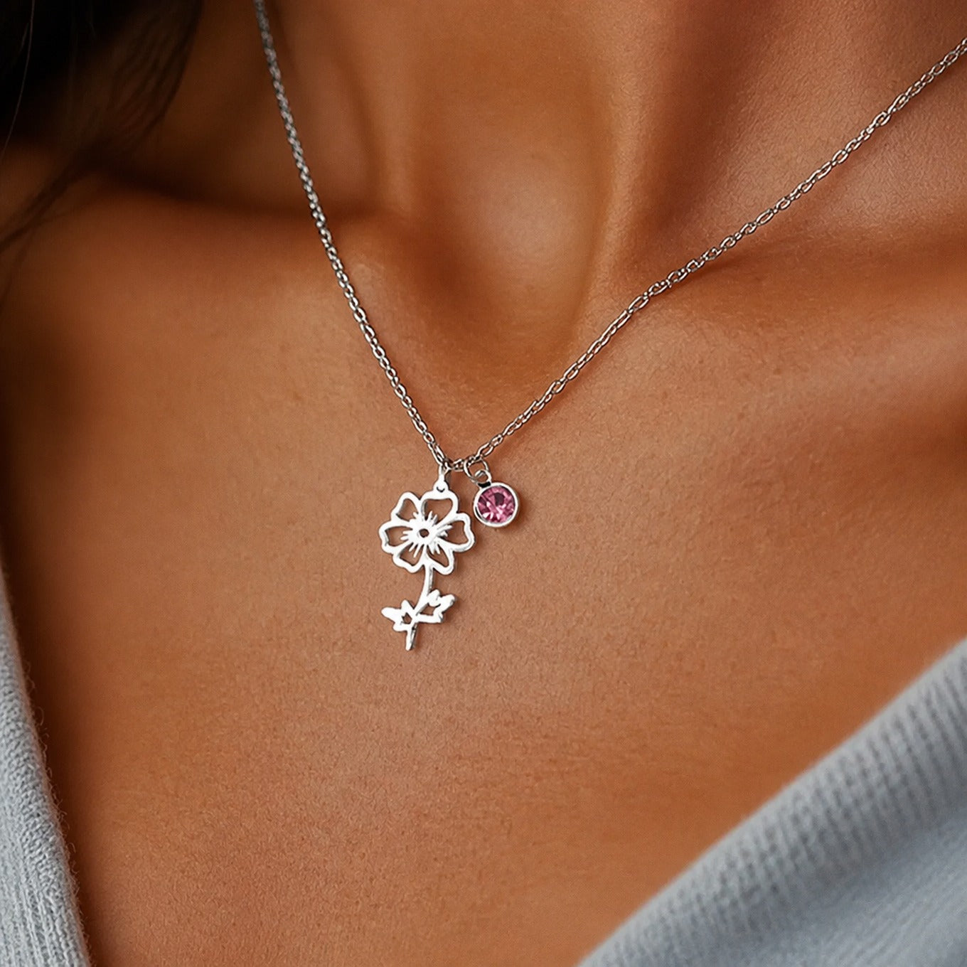 Collier pendentif botanique personnalisé