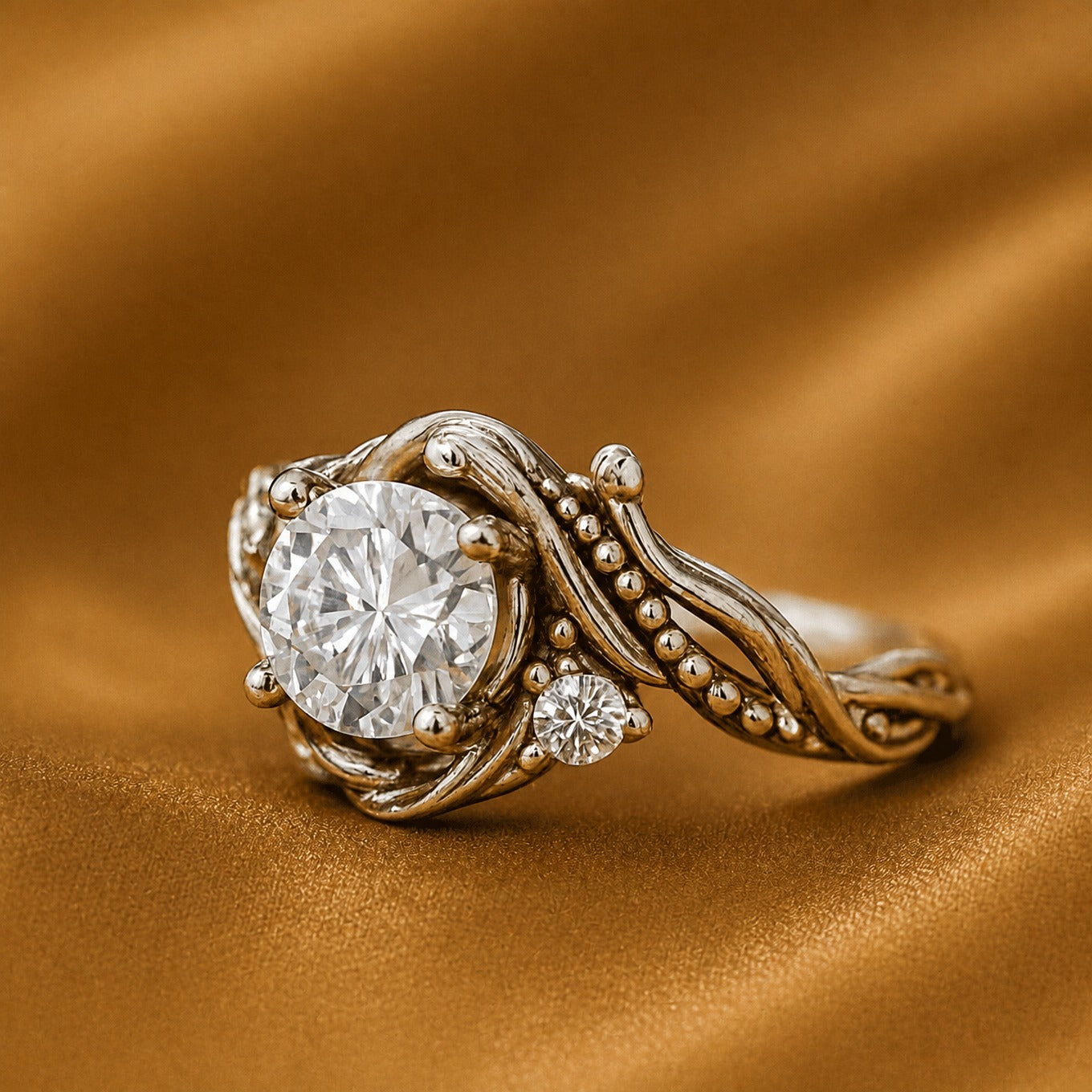 Bague Branche en Zirconium Argenté Luxe