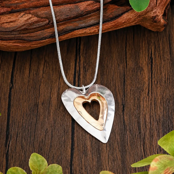 Collier en cœur en argent et or Everlove