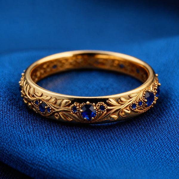 Bague Feuille en Zirconium Bleu