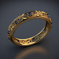 Bague Feuille en Zirconium Bleu