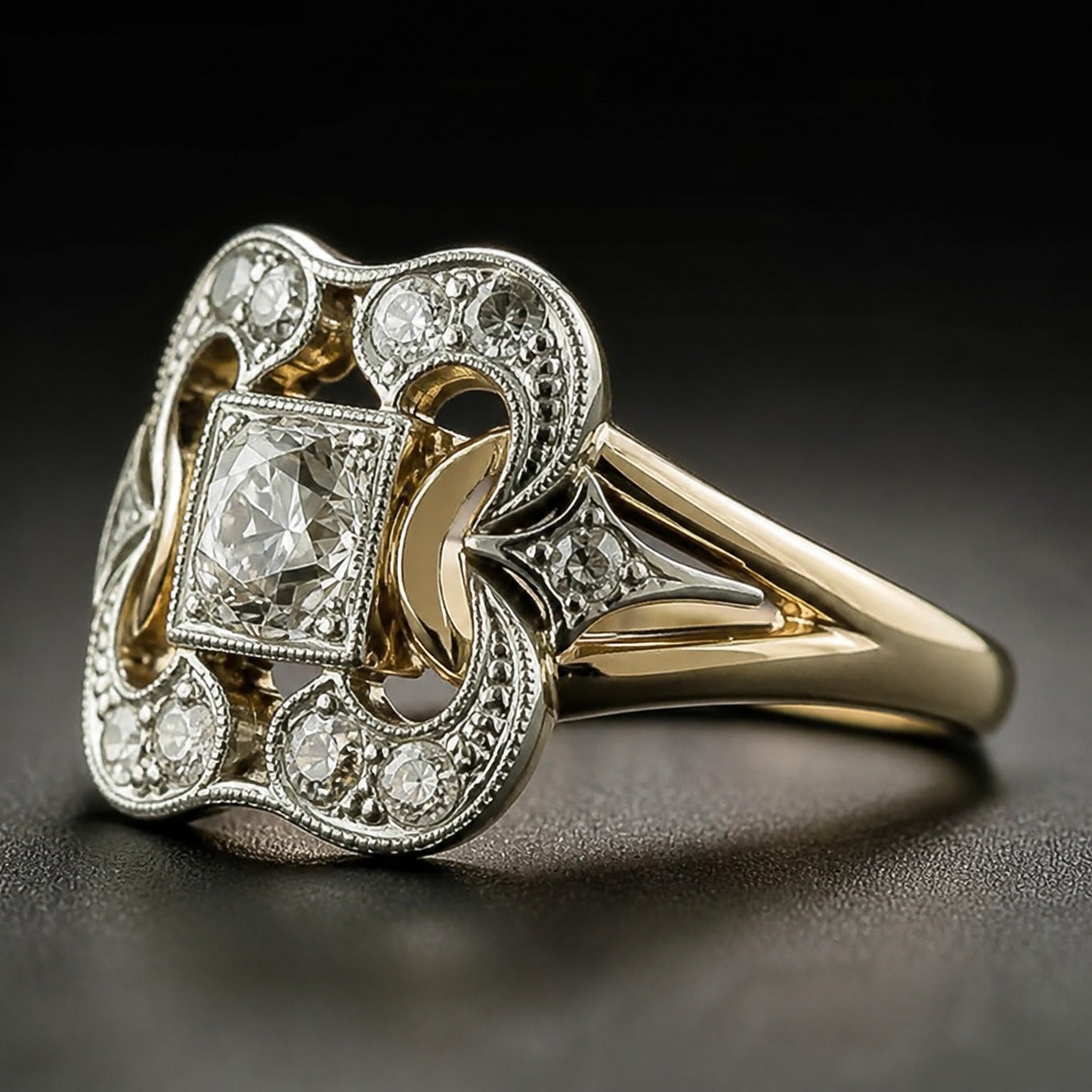 Bague en or vintage avec zirconia