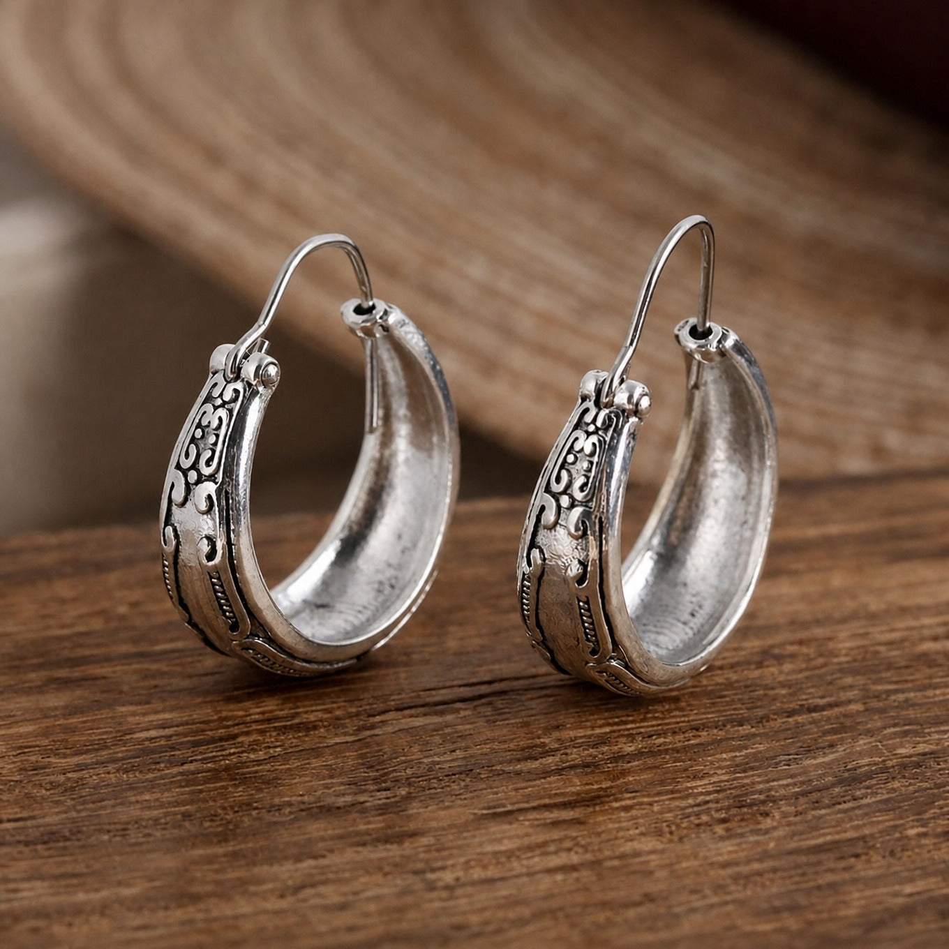 Boucles d'oreilles Mandala en argent classique