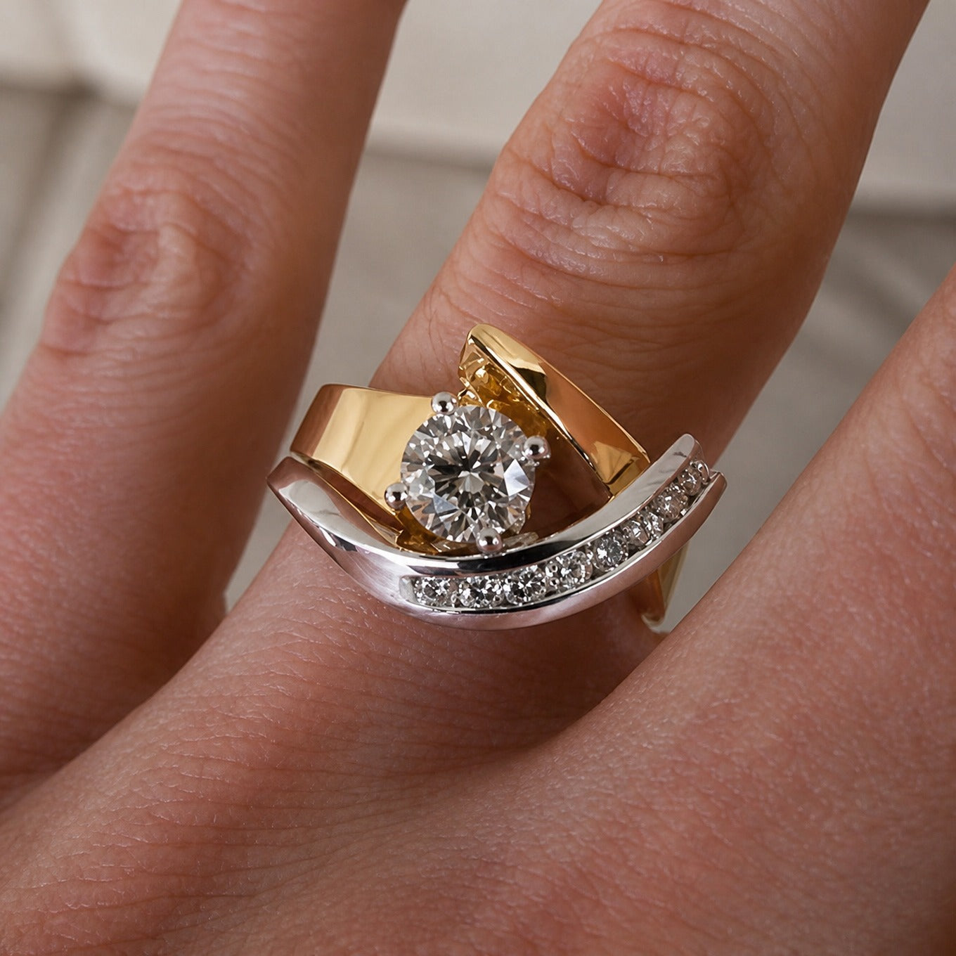 Bague artistique bicolore