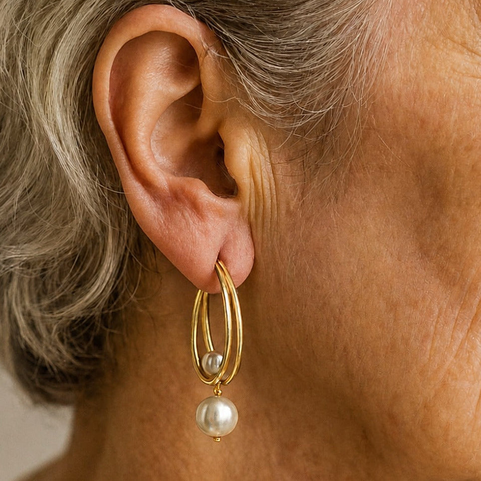 Boucles d'oreilles vintage en perles dorées