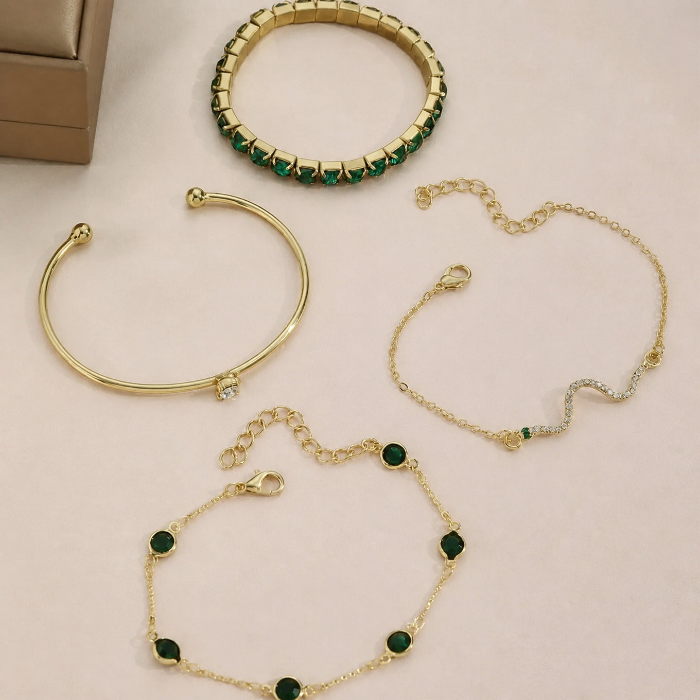 Bracelet vintage en émeraude